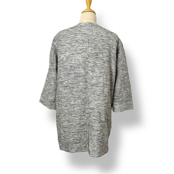 Eileen Fisher Longline Blazer Jacket Snap Button Pockets Textured Tweed Sz PL - Picture 4 of 10